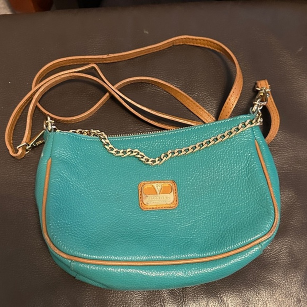 Valentina Turquoise Leather Crossbody Bag GUC